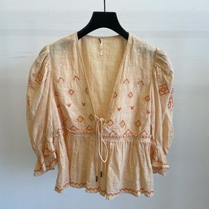 FREE PEOPLE - EMBROIDERED BLOUSE